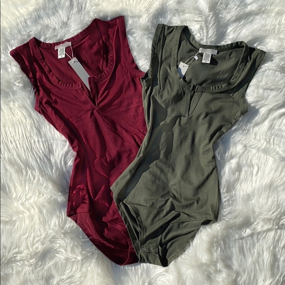 OLIVE Split Neck Bodysuit